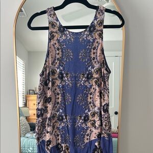 Free People Floral Tank Top - Blue and Pink